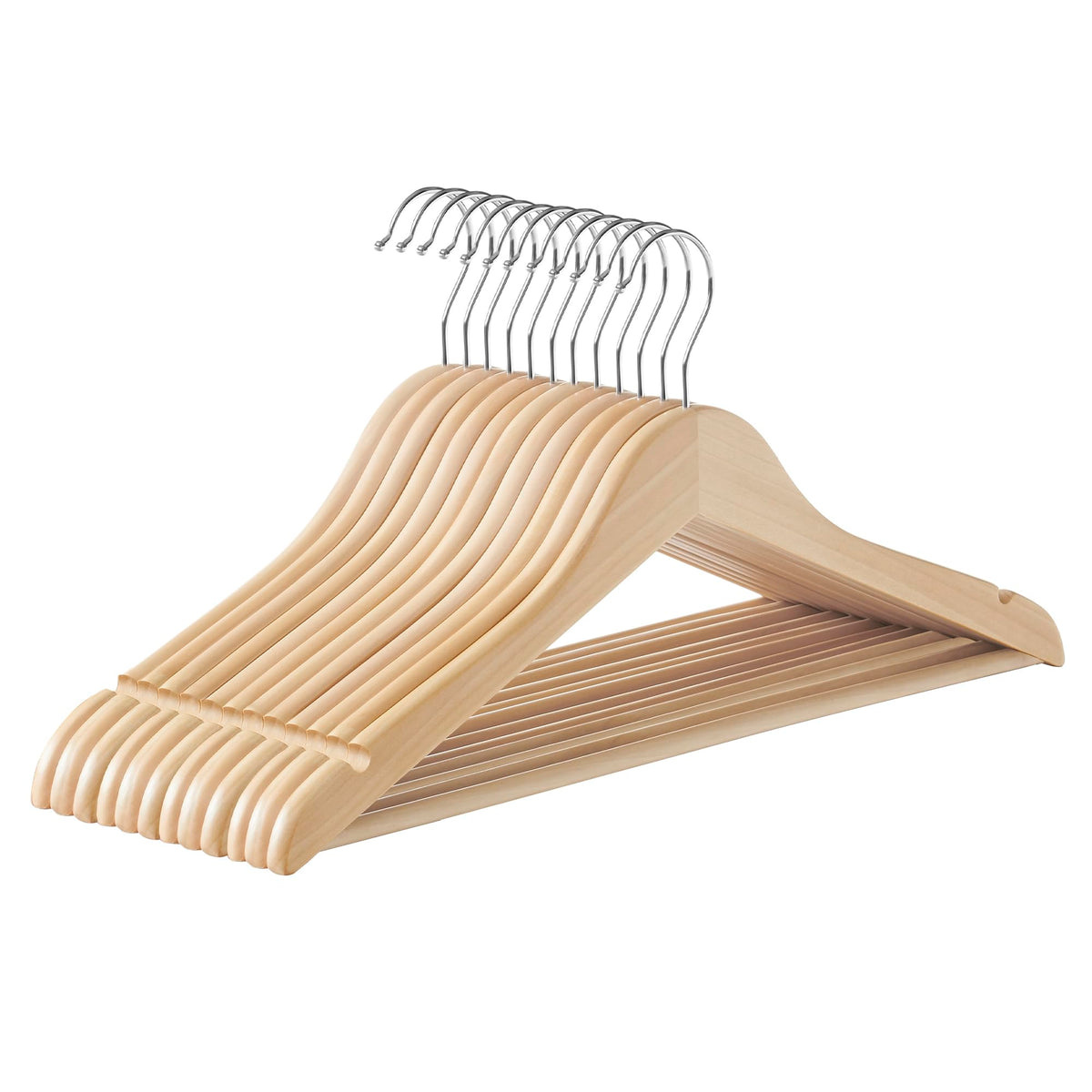 SONGMICS wooden hanger with natural wood texture preserves garment shape
