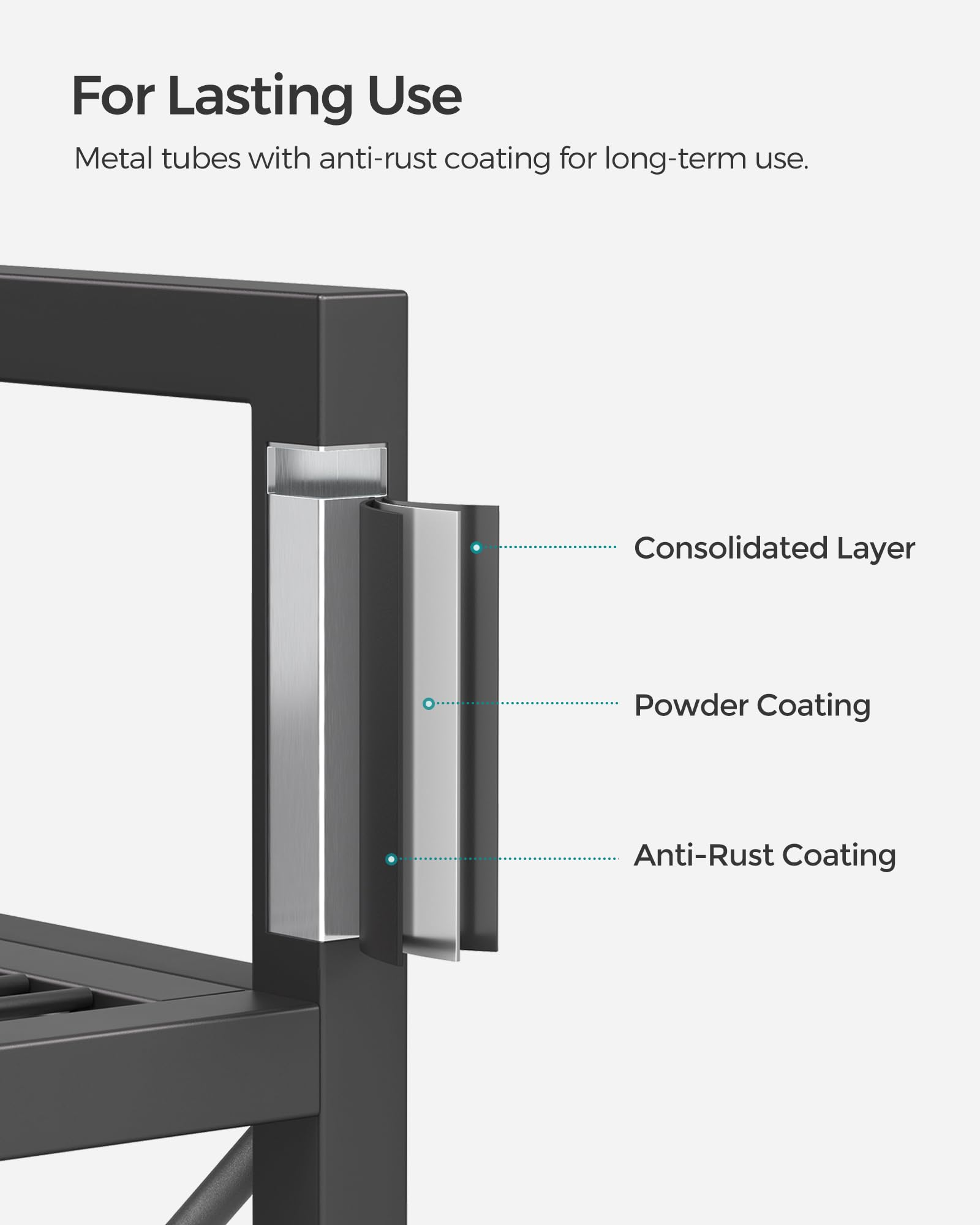 Songmics X-side bars reinforce the rack and prevent items from falling.