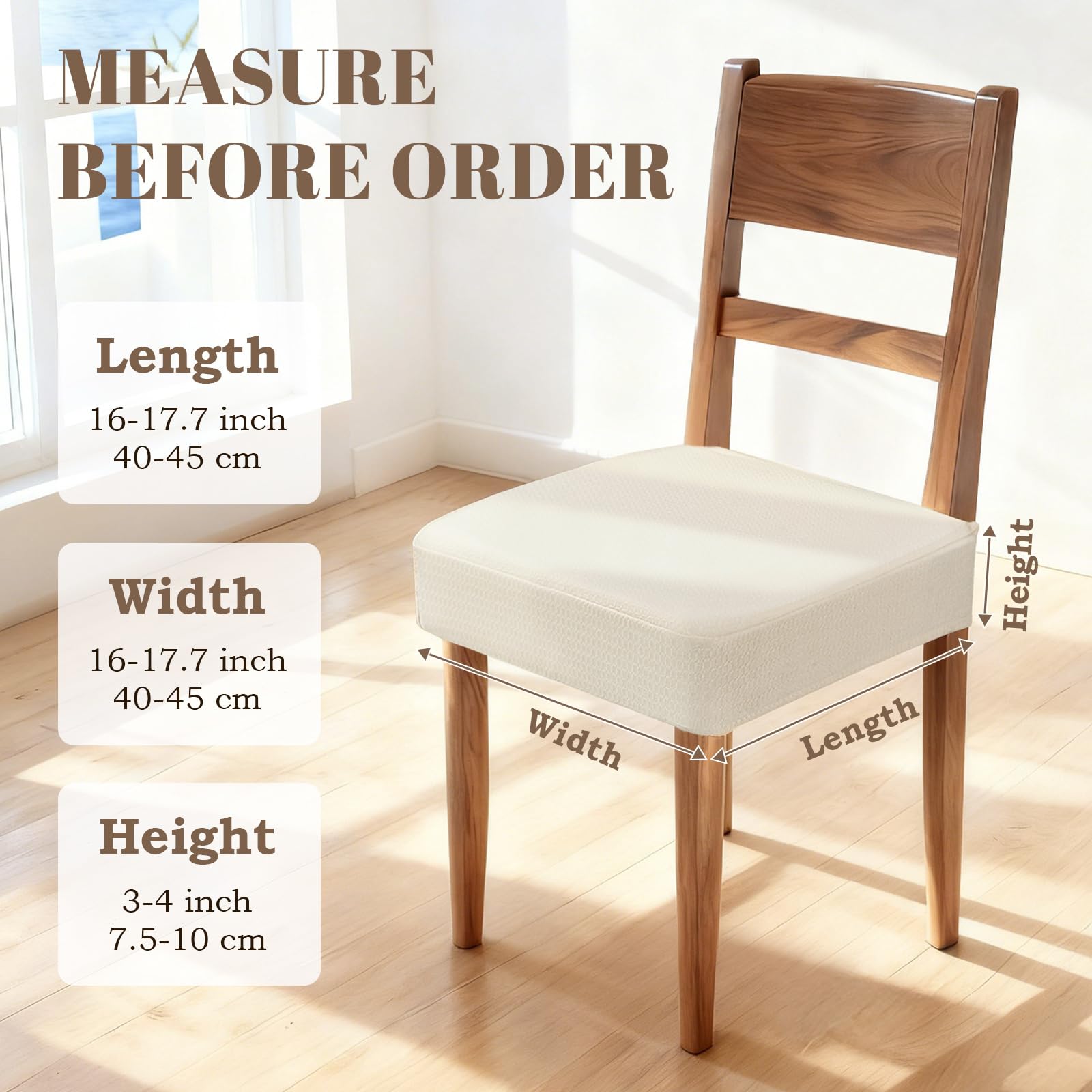 Songrey dining chair cover set-6 in a room, beige styling for cohesive look.