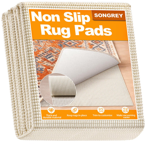 Songrey non-slip rug pad 8x10 ft on hardwood floor provides secure grip