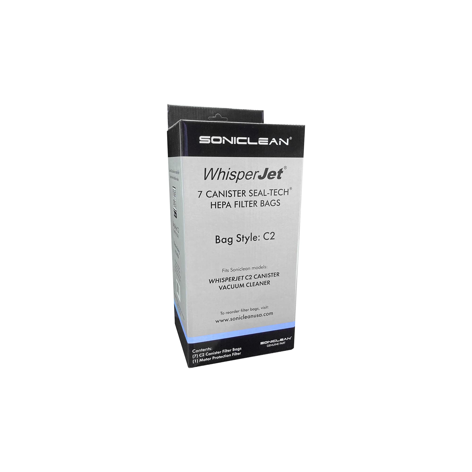 Soniclean WhisperJet C2 bags pack for enhanced dust capture and easier vacuum maintenance.