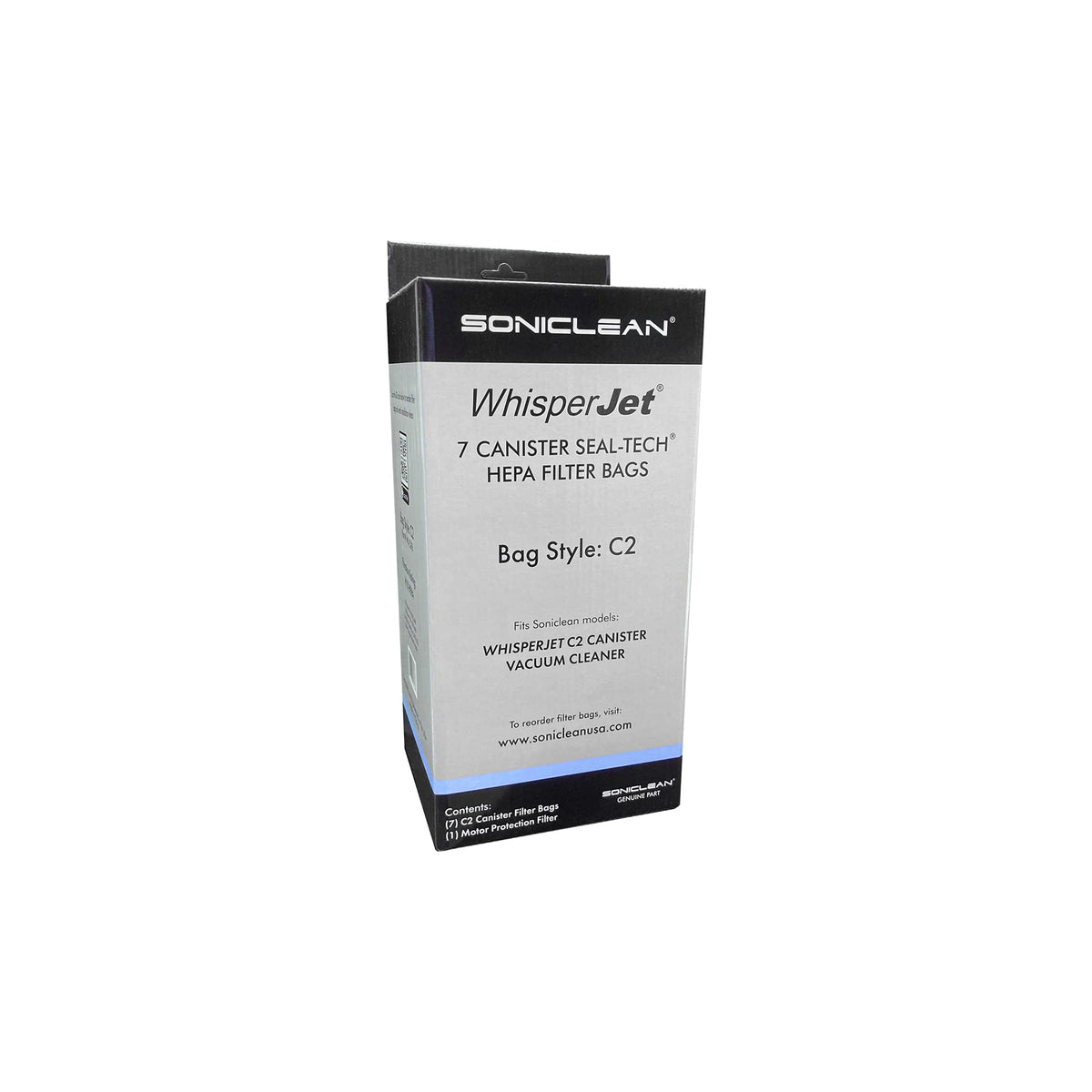 Soniclean WhisperJet C2 bags pack for enhanced dust capture and easier vacuum maintenance.