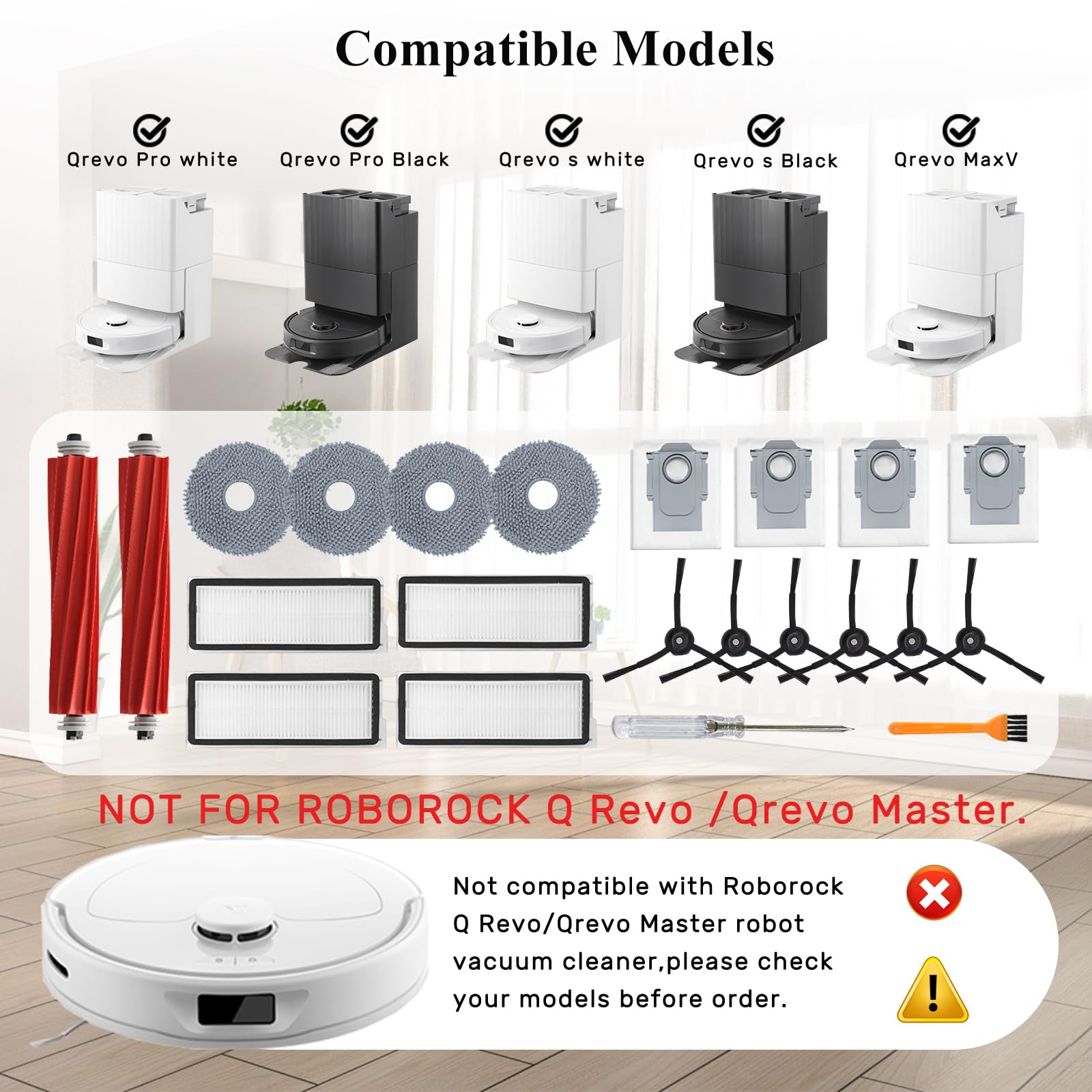Soniicmomo Roborock Qrevo side brush reaches corners and edges effectively