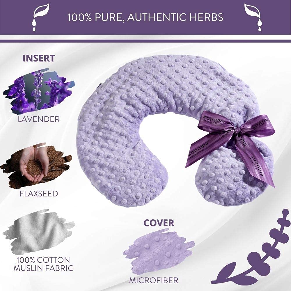 Lavender-flaxseed insert inside Sonoma Lavender pillow for warm, moist therapy