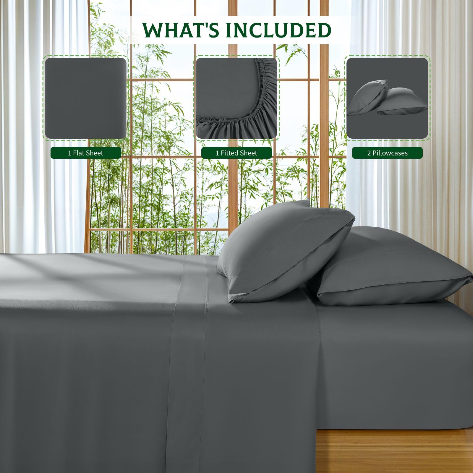 SONORO KATE dark grey bed setup for a refined bedroom look