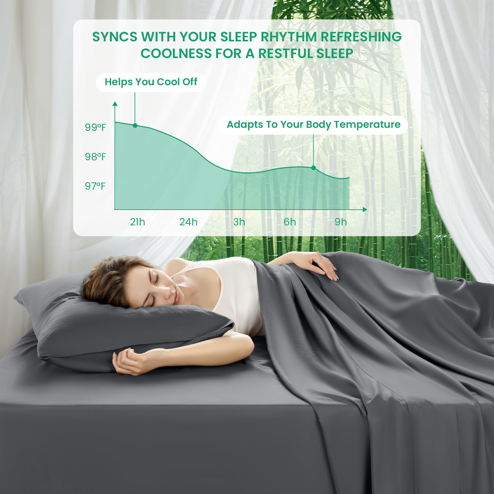 SONORO KATE bamboo pillowcase dark grey provides gentle support in the morning