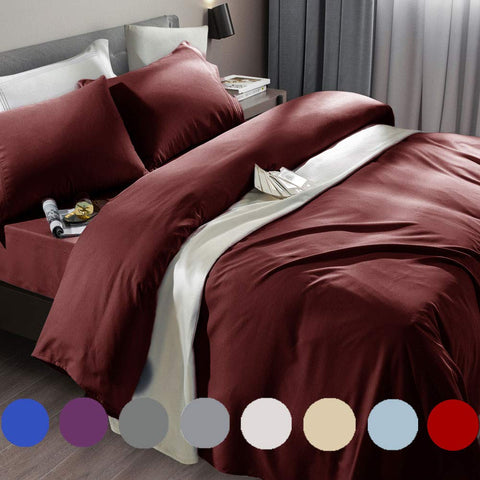 SONORO KATE bed sheet set in burgundy with ultra-soft microfiber for luxurious nights.