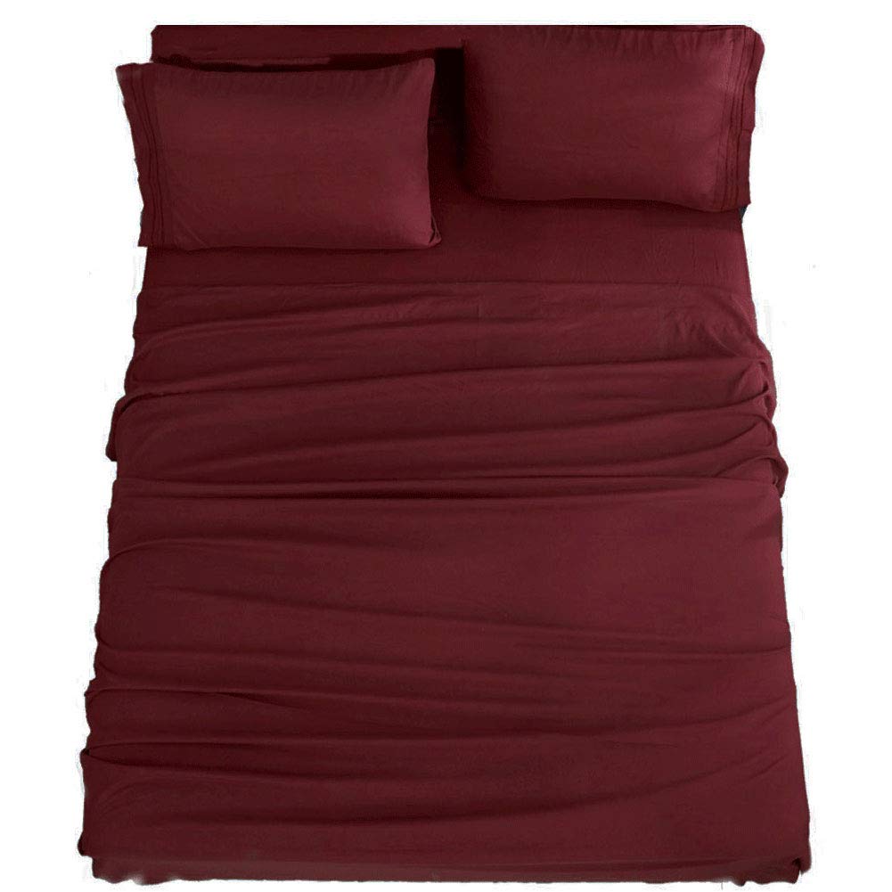 SONORO KATE burgundy queen flat sheet in plush microfiber with wrinkle resistance for easy care