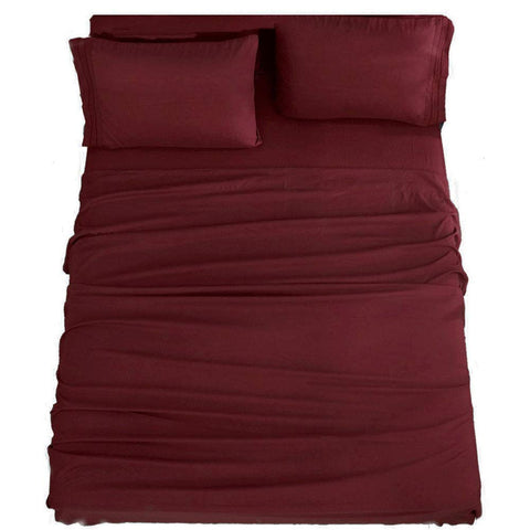 SONORO KATE burgundy queen flat sheet in plush microfiber with wrinkle resistance for easy care