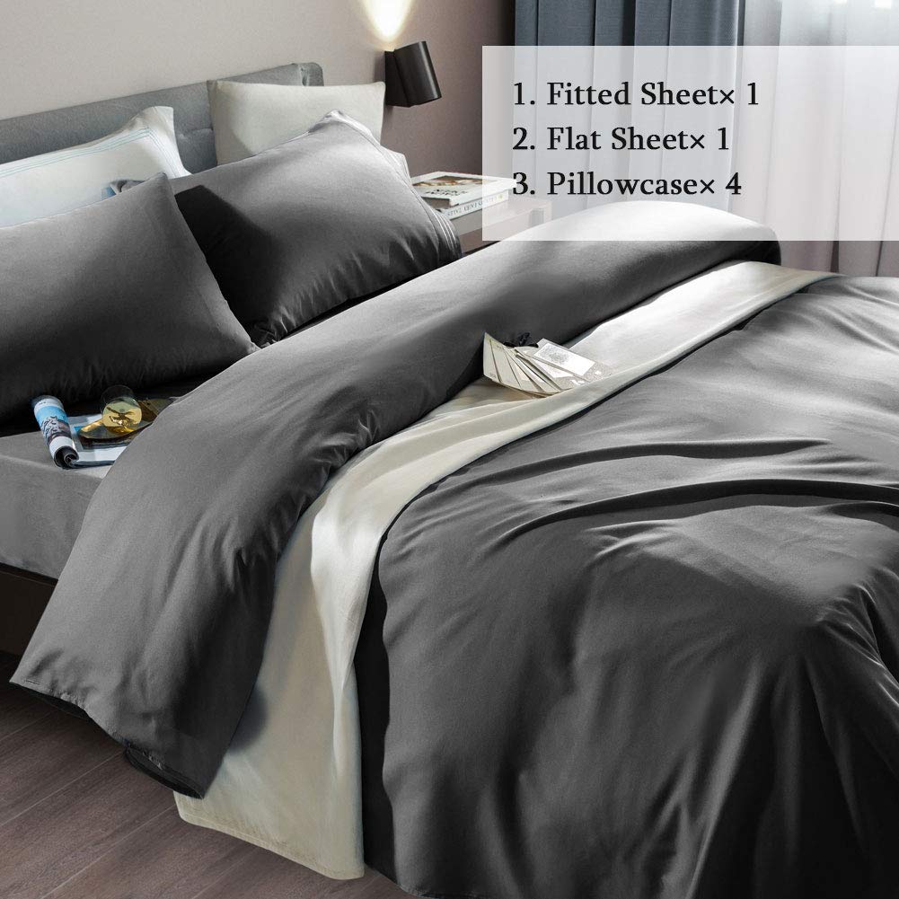 SONORO KATE dark grey flat sheet king size for a modern bedroom