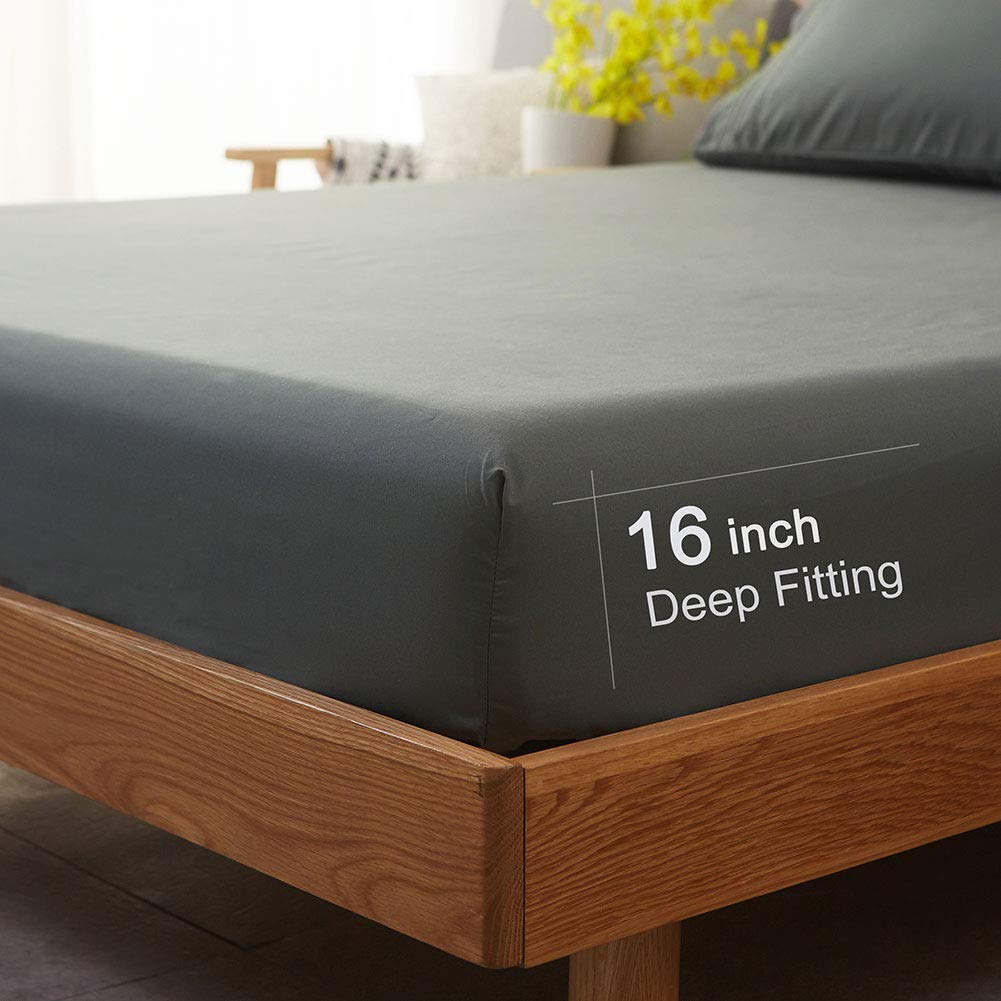 SONORO KATE queen fitted sheet with 16-inch deep pockets fits most mattresses.