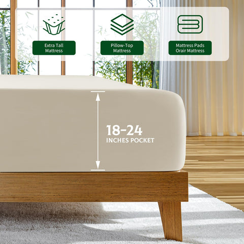 SONORO KATE deep-pocket 18-24 fit secures bulky mattresses.