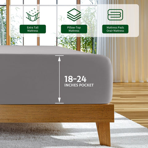 SONORO KATE extra-deep-pocket close-up shows secure fit on thick mattresses.