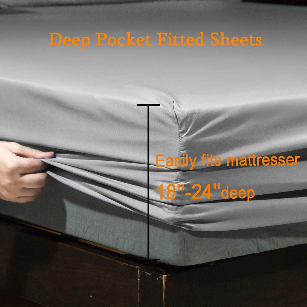 Flat sheet 90x102 inches covering a queen bed in grey