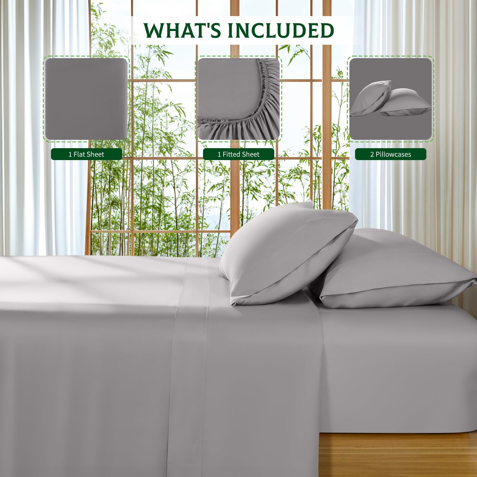 SONORO KATE grey-king-sheets close-up shows cooling color and calming bedroom vibe.