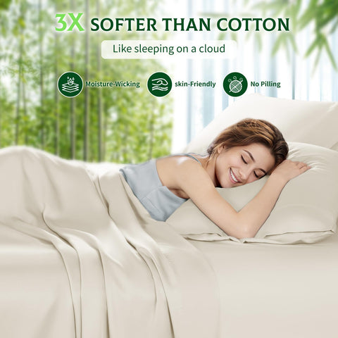 SONORO KATE king-size beige on-bed shot conveys luxury and cozy hotel feel.