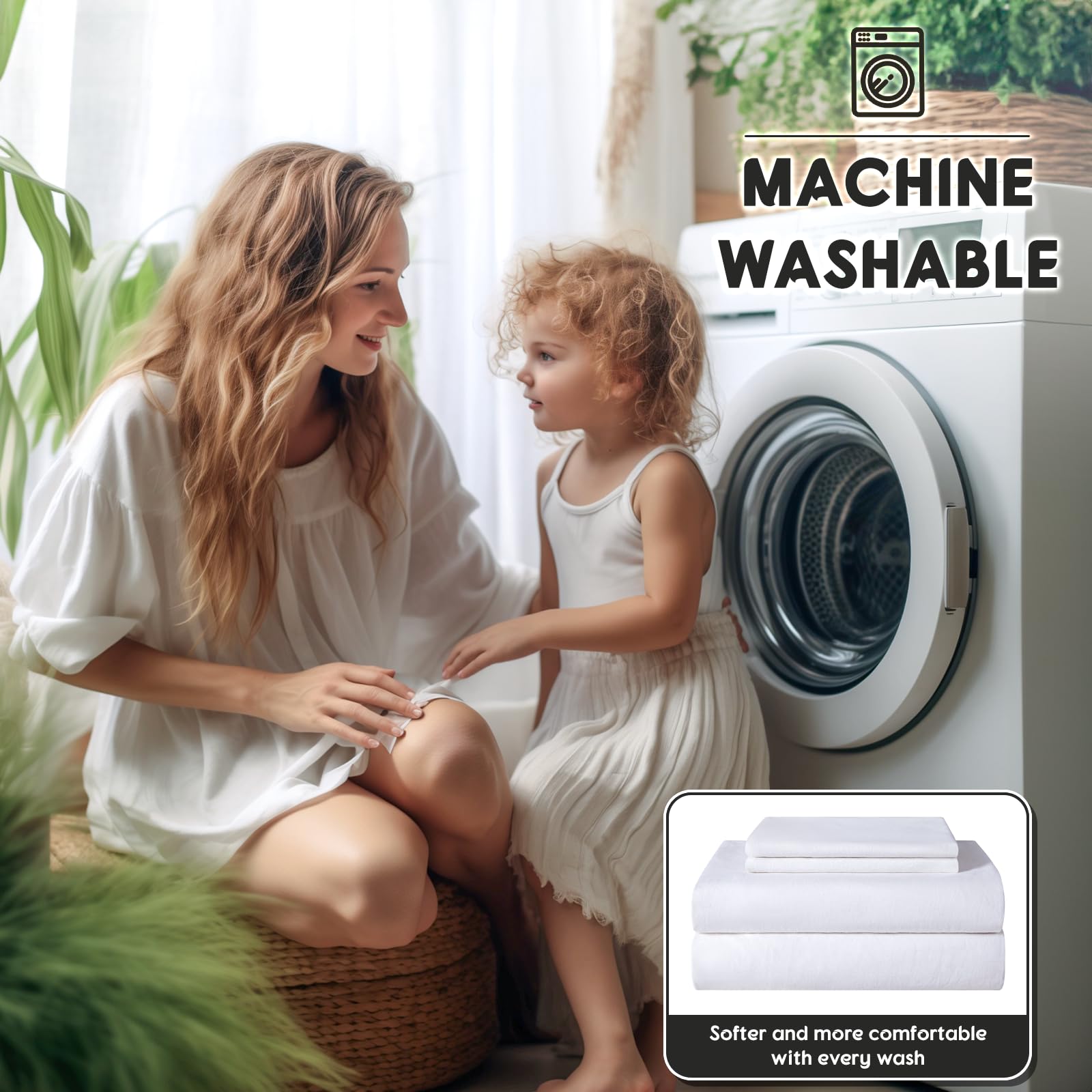 SONORO KATE linen care guide, easy machine wash and care to keep fibers vibrant