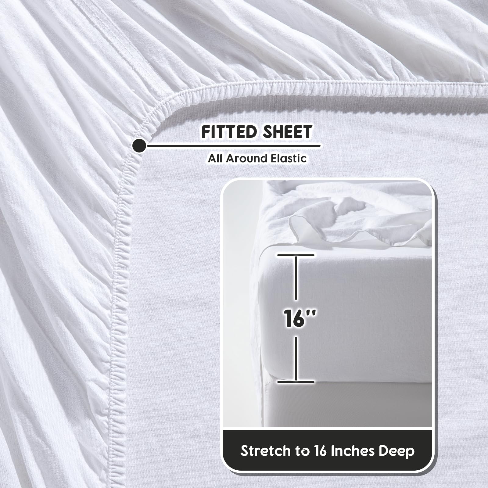 SONORO KATE linen deep-pocket 16-inch, fits mattresses securely without shifting