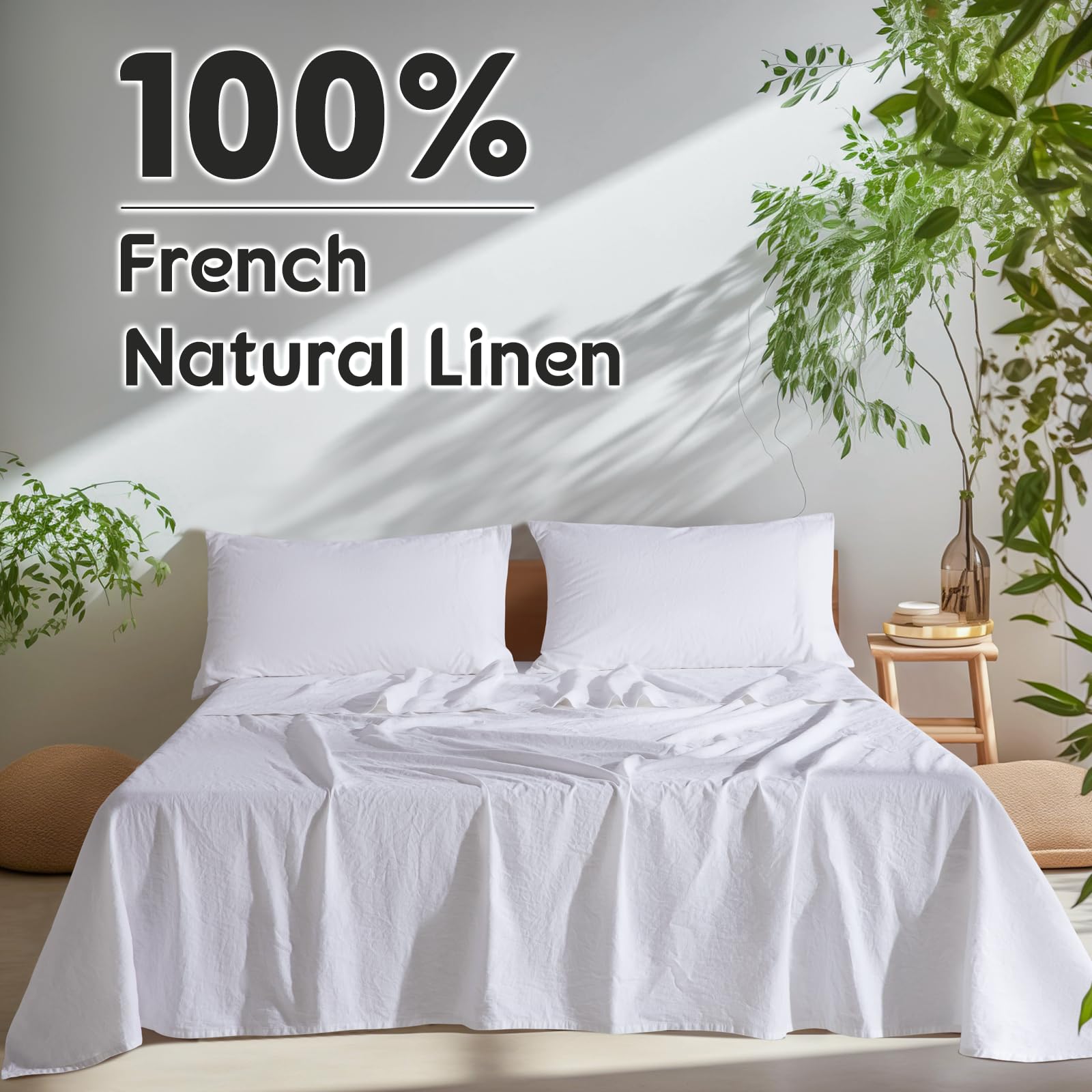 SONORO KATE linen sheets king flat, delivers expansive coverage and breathable comfort