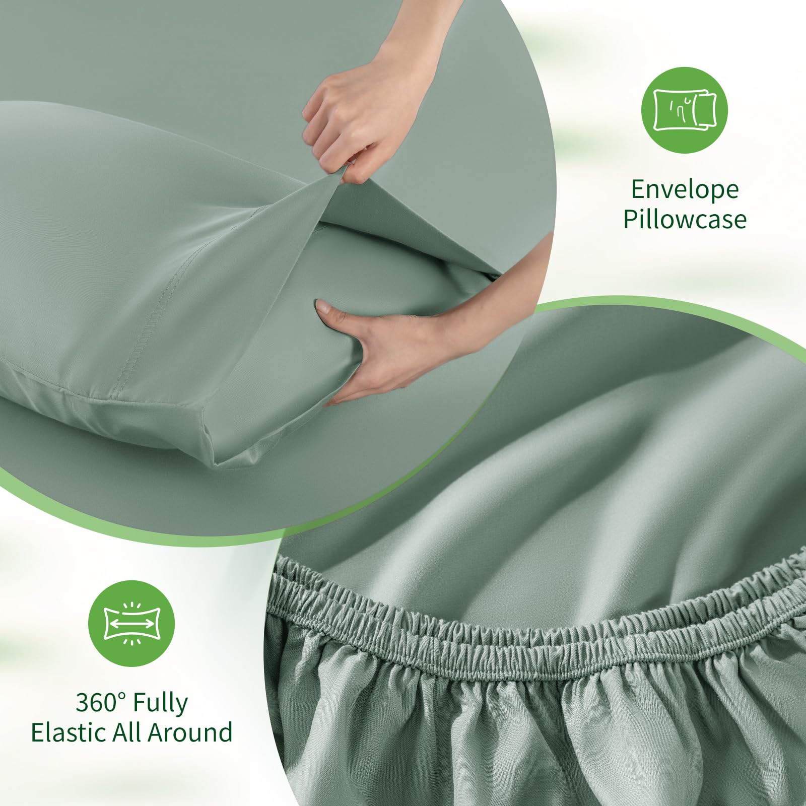 SONORO KATE luxury king sheet set in sea glass invites hotel-like comfort
