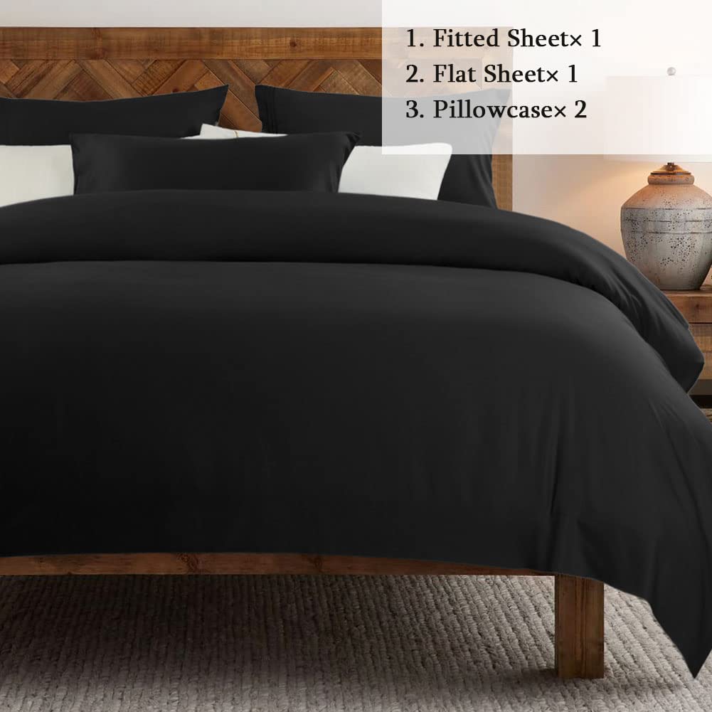 Sonoro Kate queen 4-piece set on bed demonstrates complete bedding makeover.
