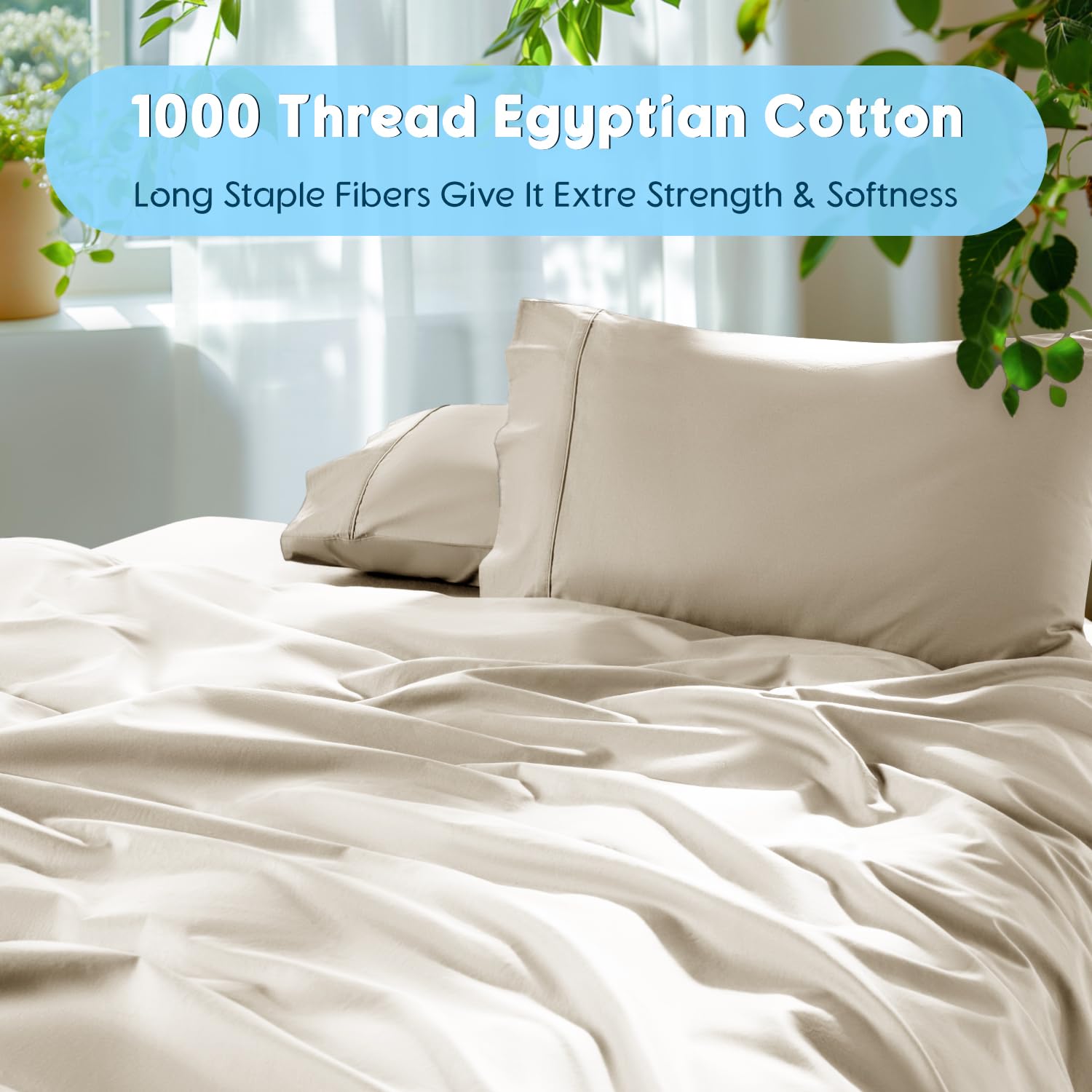 Sonoro Kate queen fitted sheet close-up showcasing secure fit up to 16 inches.