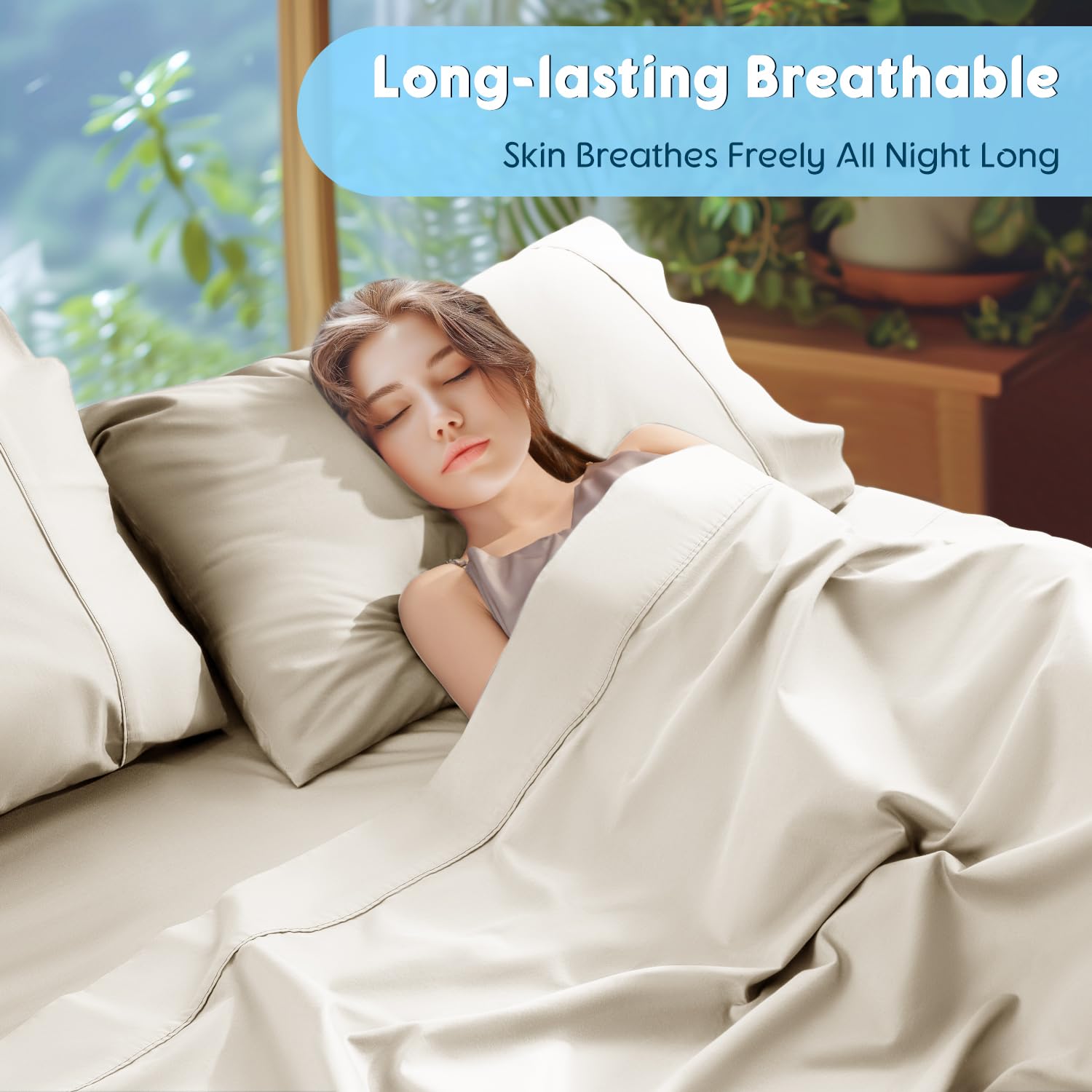 SONORO KATE cream sateen-finish sheets with hotel-style softness