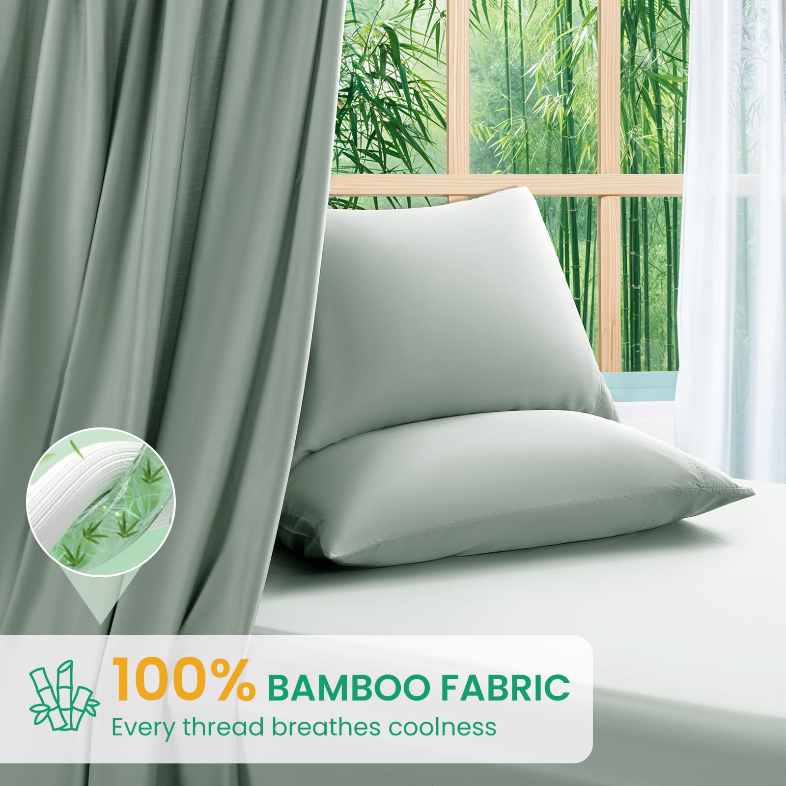 SONORO KATE Sea Glass fitted sheet with 16-inch pocket stays securely in place