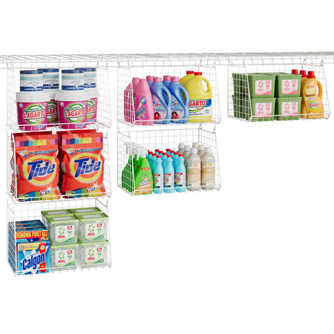 Sonyabecca 3-pack large hanging laundry basket front view for easy laundry organization.