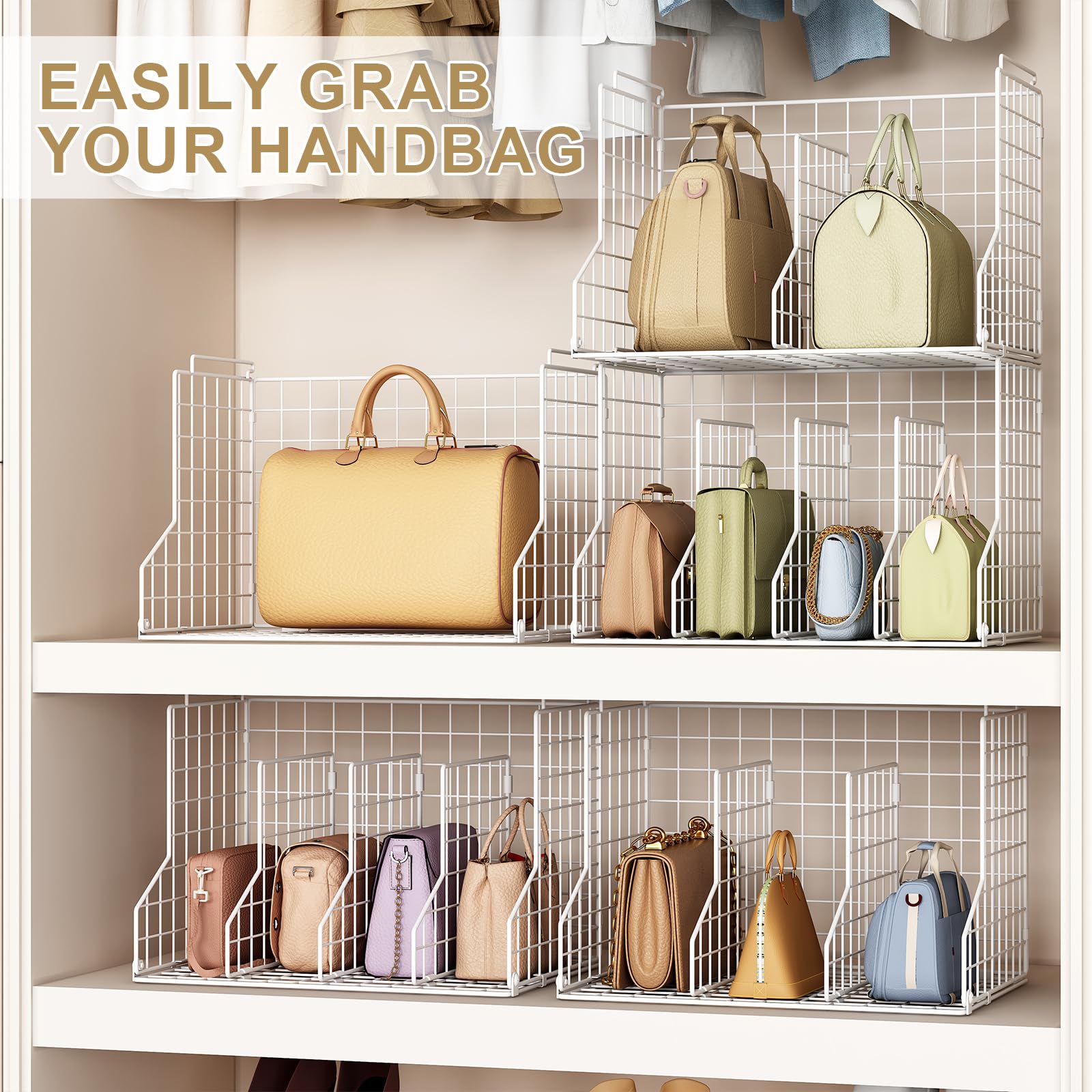 Sonyabecca bags-display-view-06 illustrates easy bag spotting and quick choice.