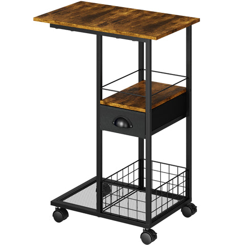 Sonyabecca C-shaped table with drawer offers concealed storage near your sofa for remotes.