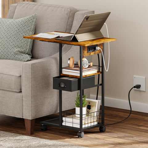 Sonyabecca fabric drawer keeps remotes and chargers tidy and accessible.
