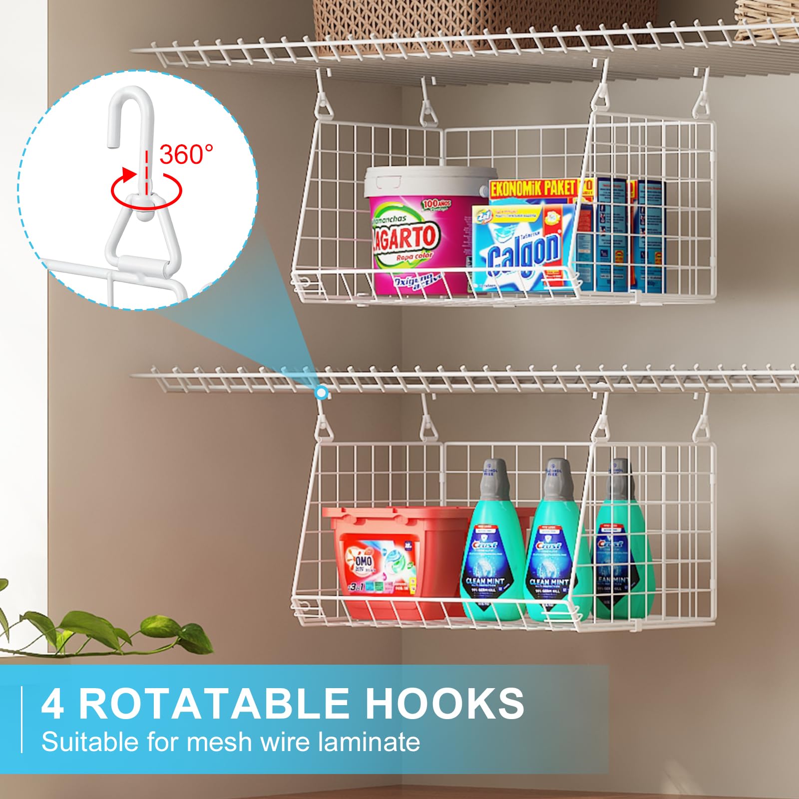 Sonyabecca Foldable wire shelf storage caddy fits standard shelves for clutter-free closets.