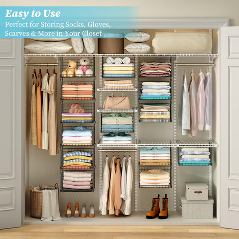 Sonyabecca hanging closet organizer with grid-mount for easy access