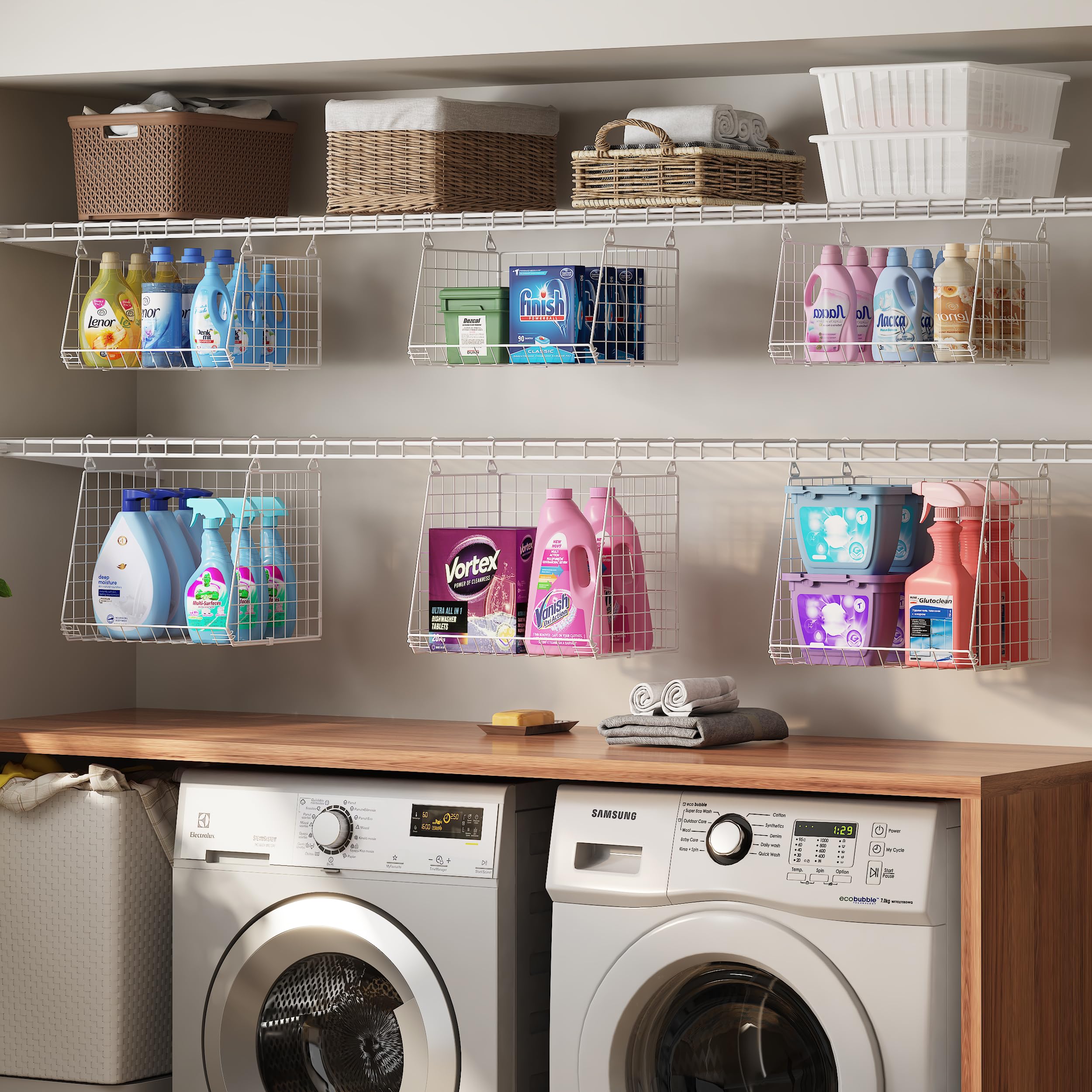 Sonyabecca multi-purpose laundry organizer holding detergents and containers
