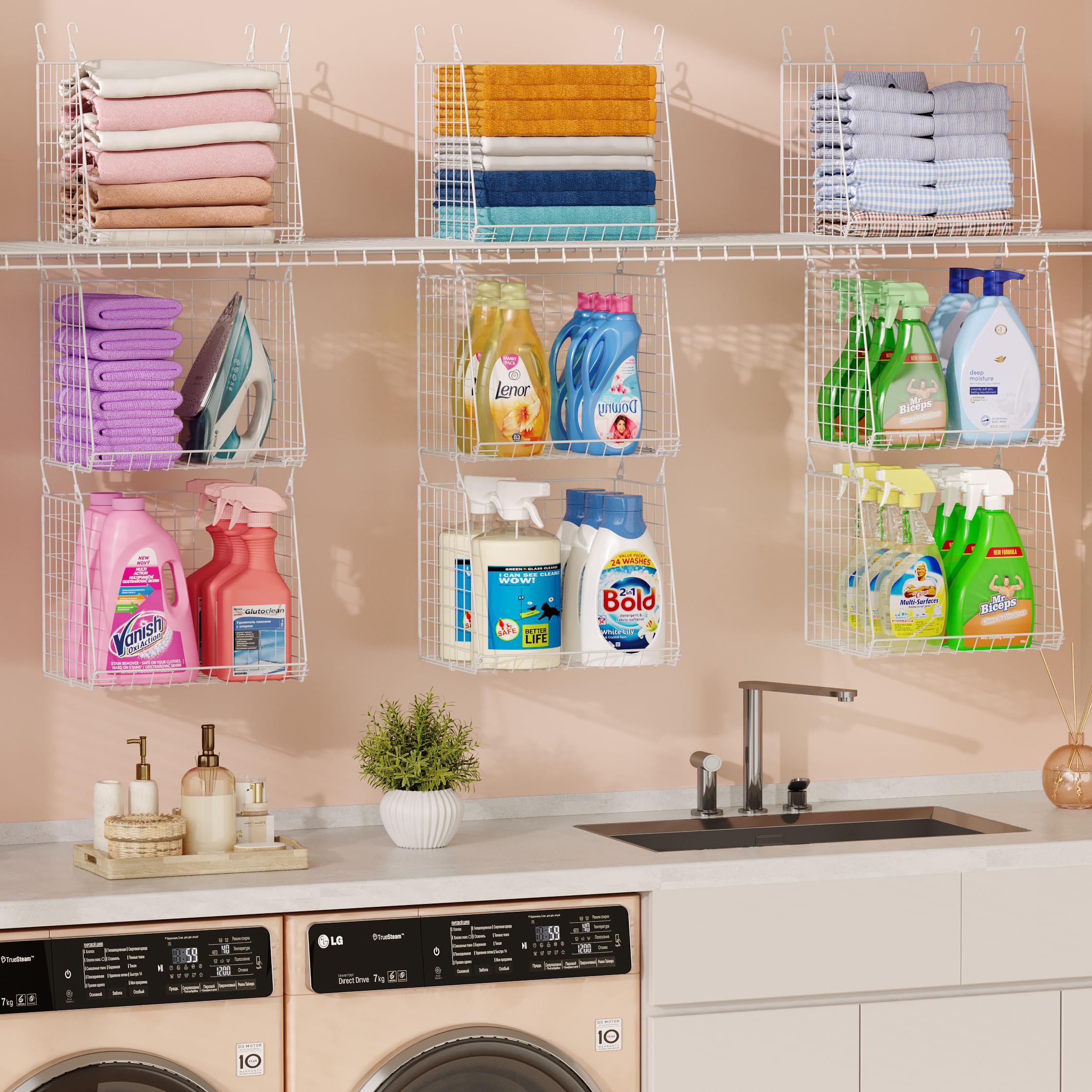 Sonyabecca multi-scene storage for laundry, closet, and garage organization.
