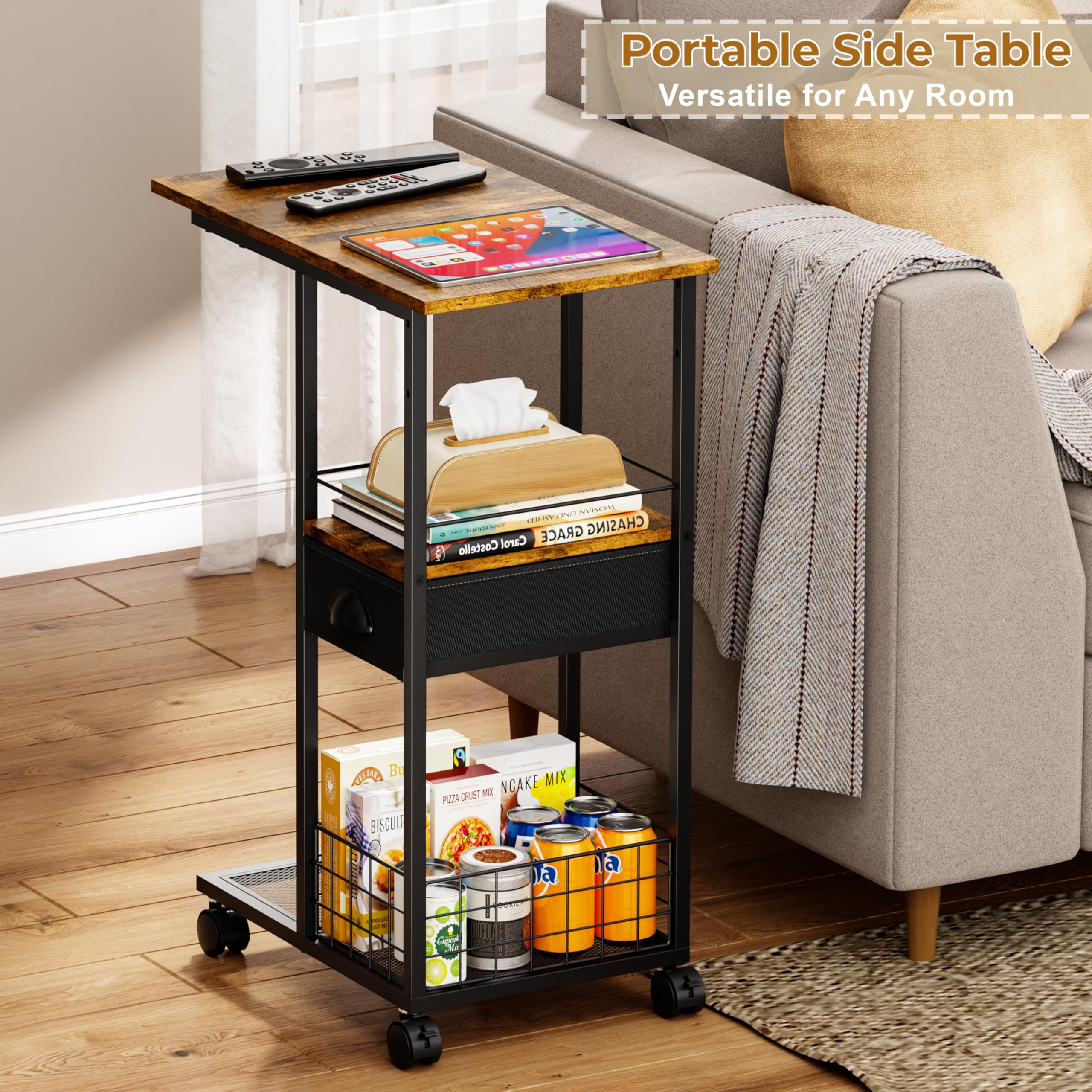 Sonyabecca versatile table can host laptop or tray as a compact workstation.