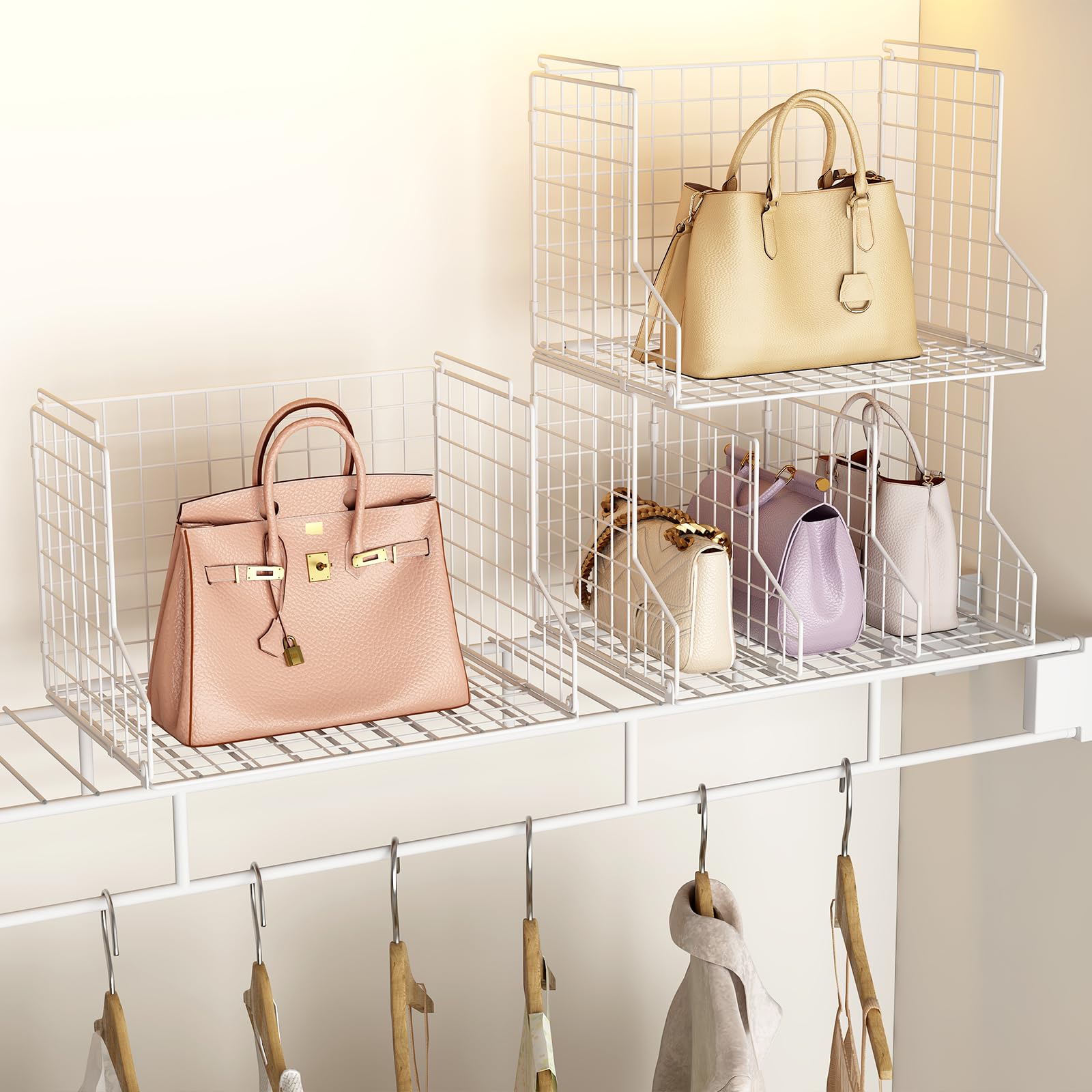 Sonyabecca organized-closet-05 captures a neat wardrobe with visible bag selection.