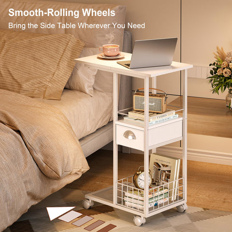 Sonyabecca rolling side table adjustable feet ensure stable setup on uneven floors