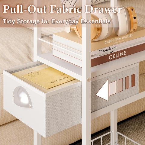 Sonyabecca rolling side table fabric drawer helps organize remotes and glasses