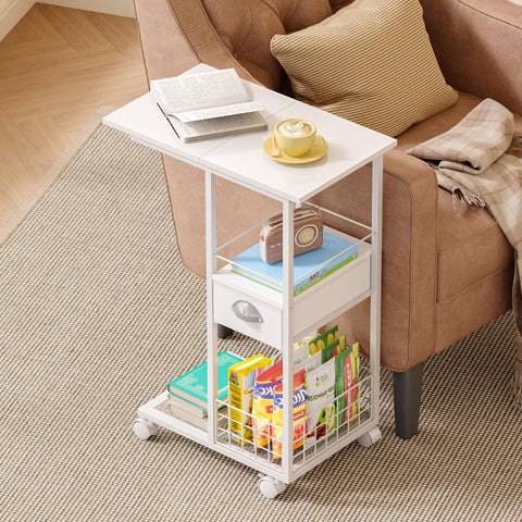 Sonyabecca rolling side table sturdy metal frame during quick assembly