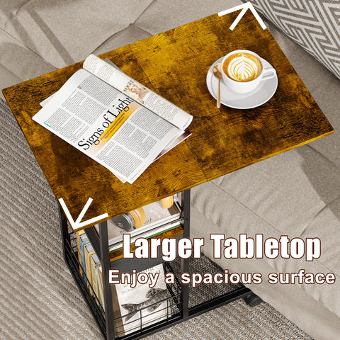 Sonyabecca side table under furniture with lockable swivel wheels for mobility.
