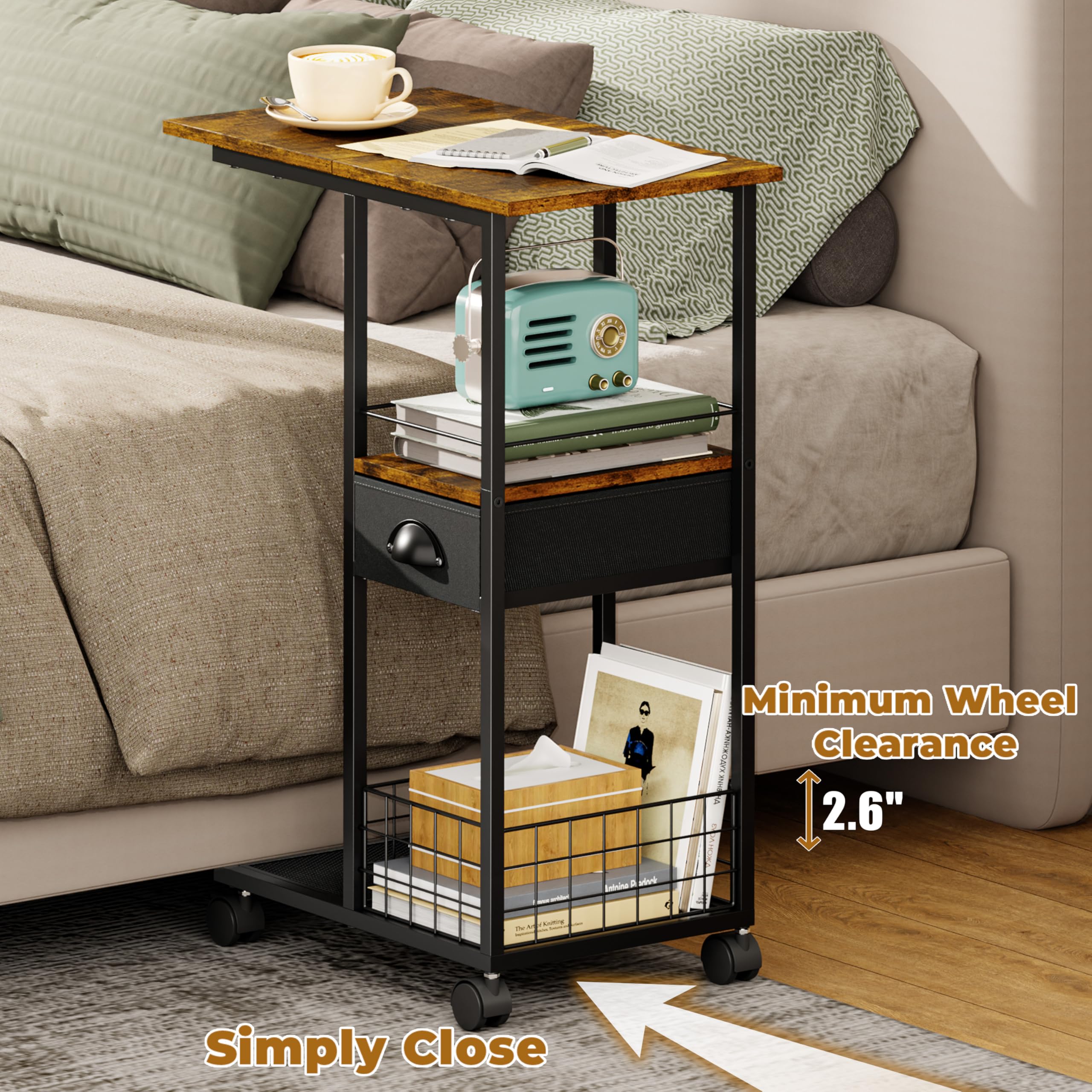 Sonyabecca C-shaped design fits under sofa to save floor space.