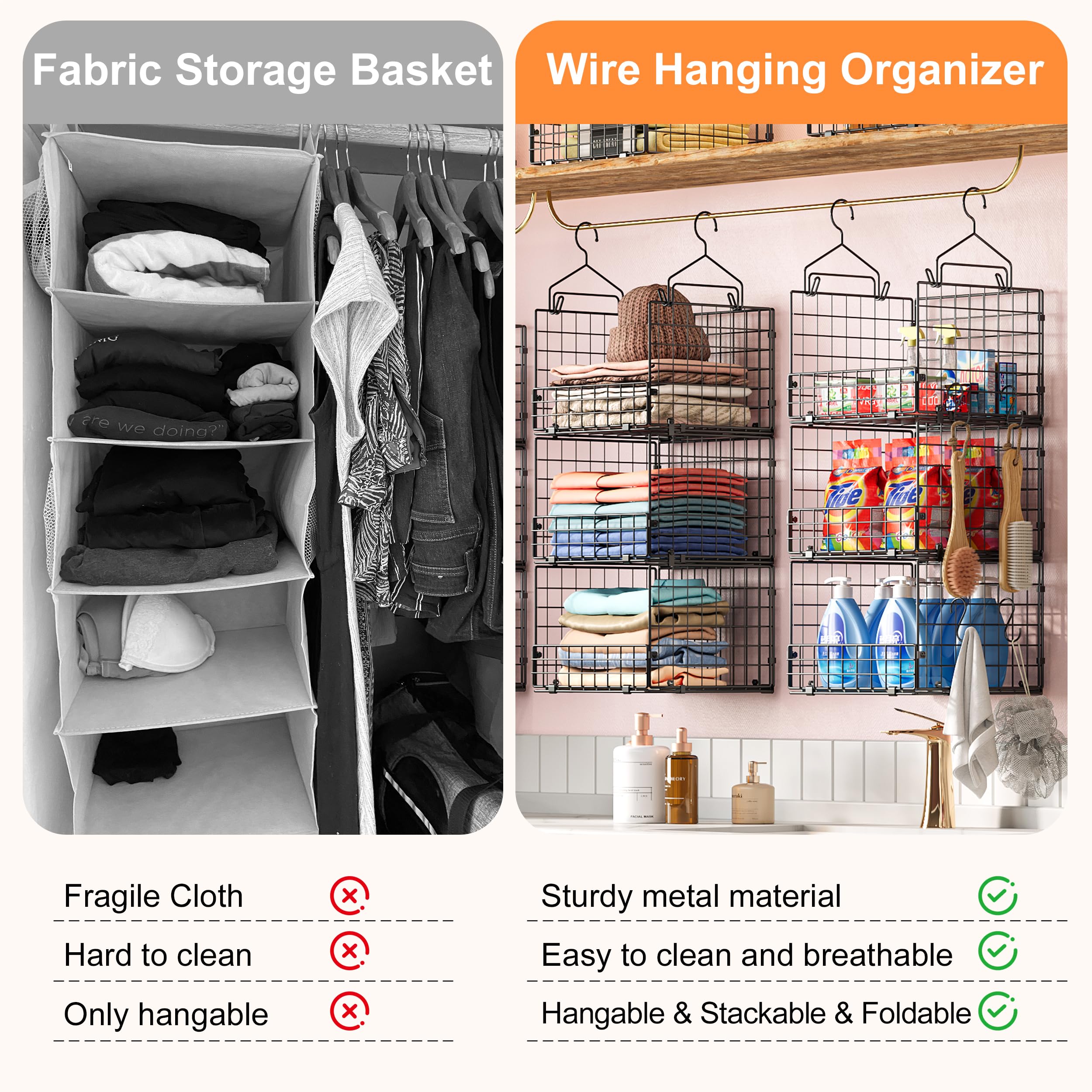 Sonyabecca 3-basket unit stackable for clothes and accessories