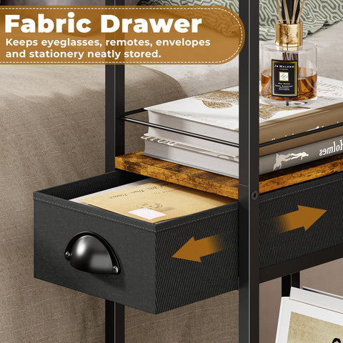 Sonyabecca table's wood shelf keeps glasses and books within reach.