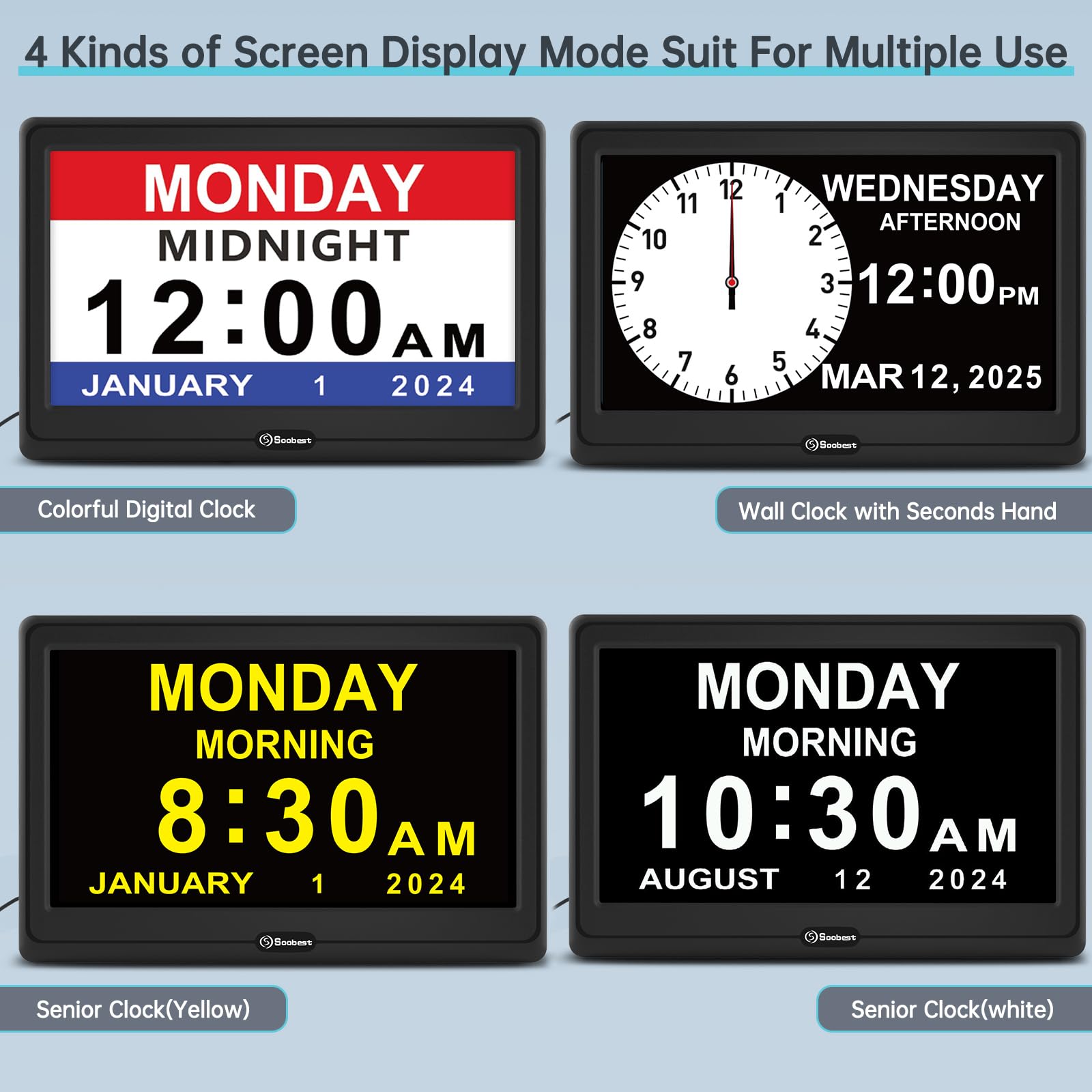 Soobest brightness controls and auto dimming at night