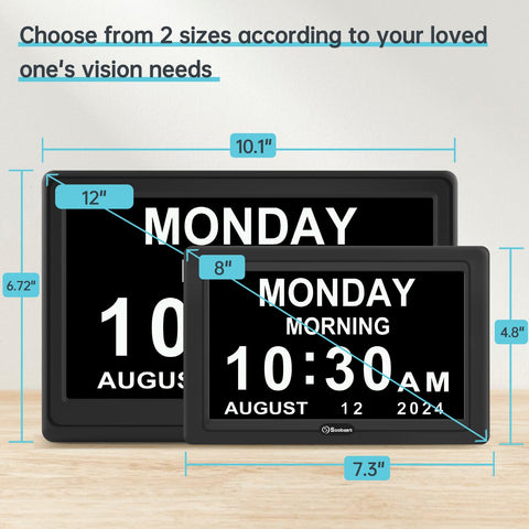 Soobest 12-inch clock display modes with high contrast digits for visibility.