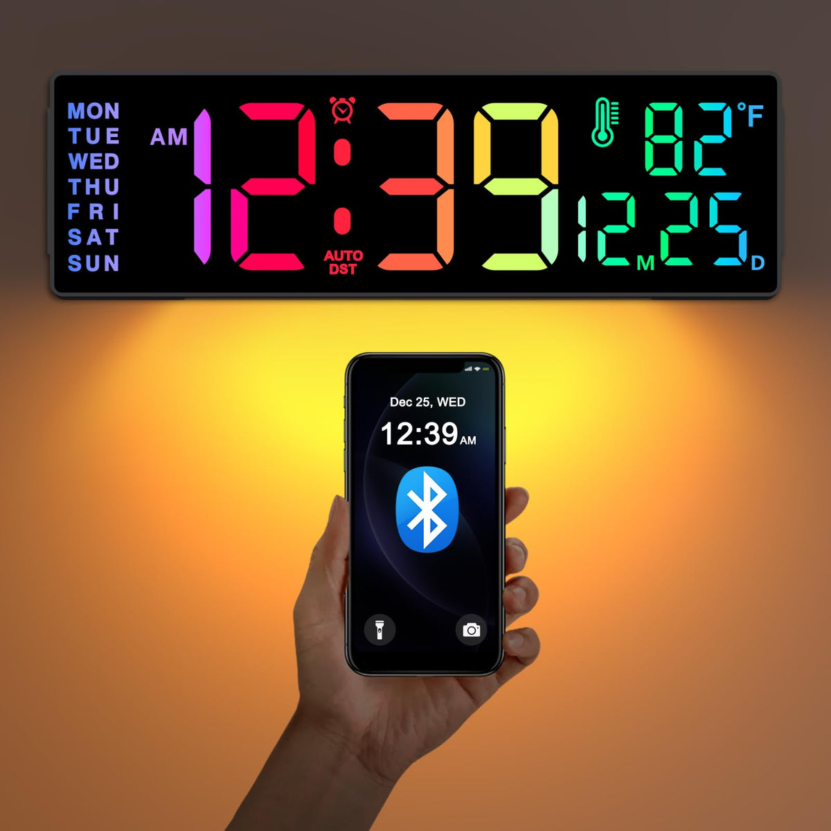 Soobest 14-2 inch LED wall clock shows time with large digits for easy reading