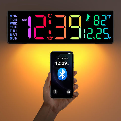 Soobest 14-2 inch LED wall clock shows time with large digits for easy reading