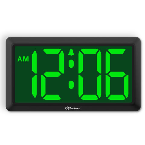 Soobest 9.5-inch digital wall clock front view with large digits for easy reading.